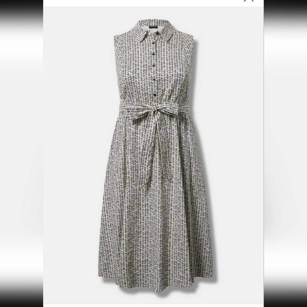 NWT 3X Midi Poplin Collared Shirtdress